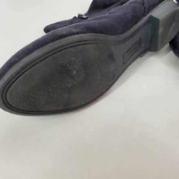 Express Womens Ankle Boots Booties Black Cuban Heels Side Zipper Buckle Strap 7 - Picture 10 of 10